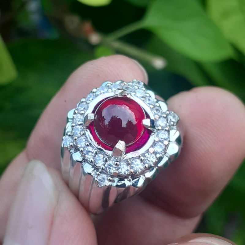 Cincin Batu Merah Siam Bulat Special