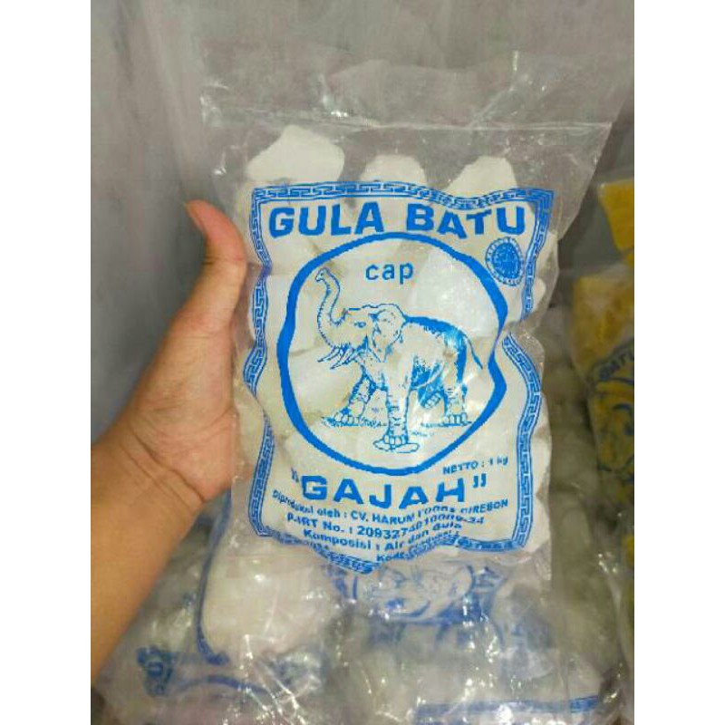 

Gula Batu Putih Bersih Khas Cirebon Merk Cap Gajah Kemasan 1 KG