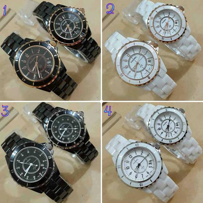 Kualitas Terbaik Jam Tangan Couple Pria Wanita Cewek Cowok Chanel Keramik Gold PROMO | CUCI GUDANG |