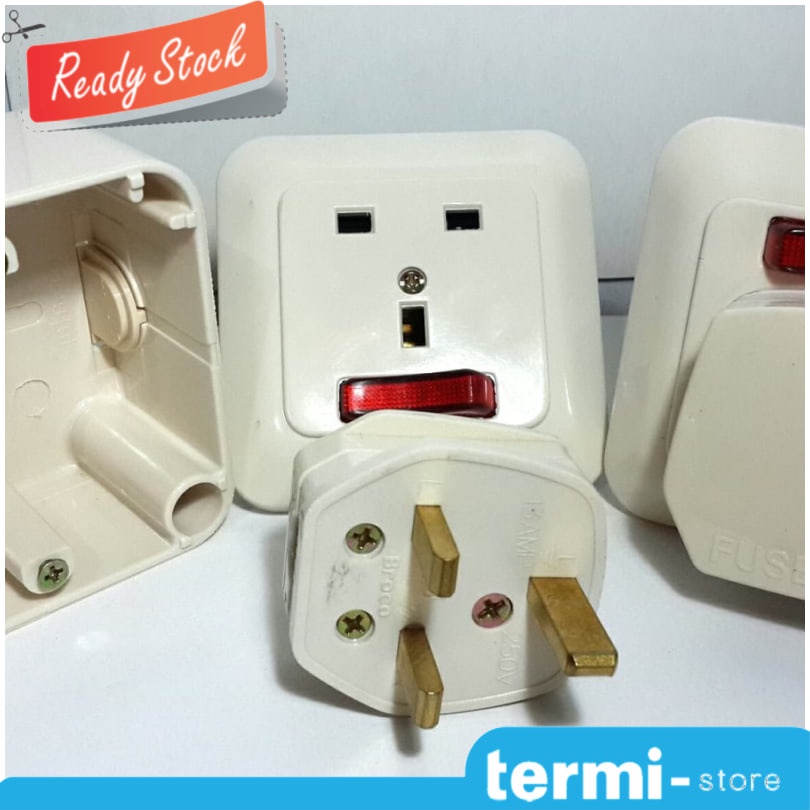 Colokan Kaki tiga 3 untuk AC Stop kontak Ac kaki 3 BROCO 1set