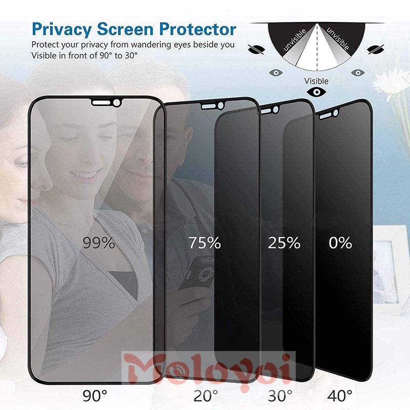 Pelindung Layar Tempered Glass Anti Spy Untuk Iphone 7 8 6 6s Plus 11 12 13 Pro X Xr Xs Max