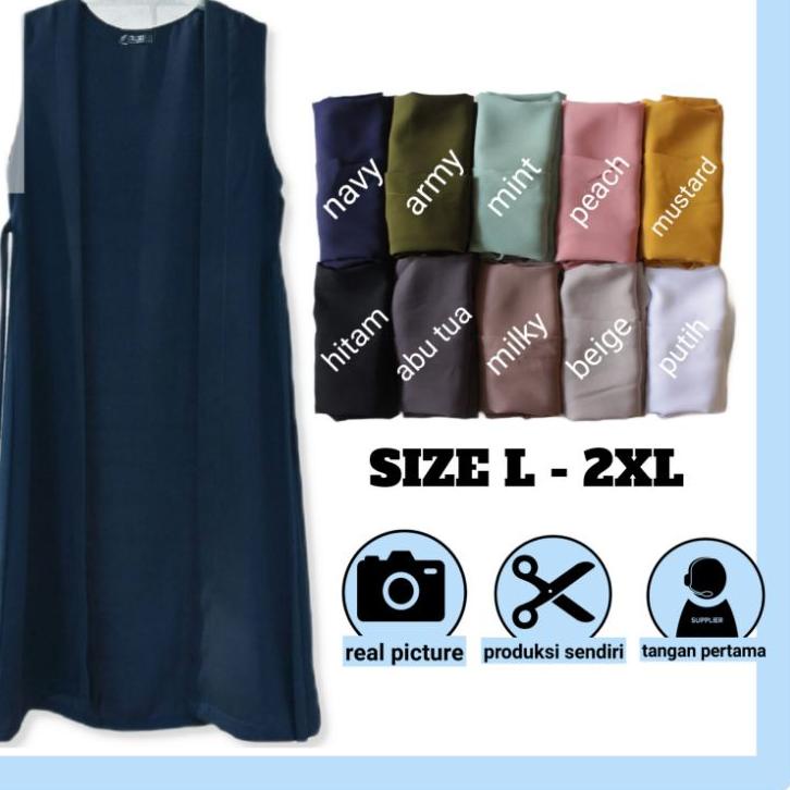 [PRODUK GFF] Outer Cardigan wanita L, XL,XXL Jumbo Oversize polos tanpa lengan kantor formal panjang