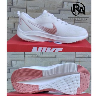 Sepatu Lari Cewek /  Sneakers Wanita Murah Nik'e.White Peach  Senam Joging Gowes Aerobik Termurah CO