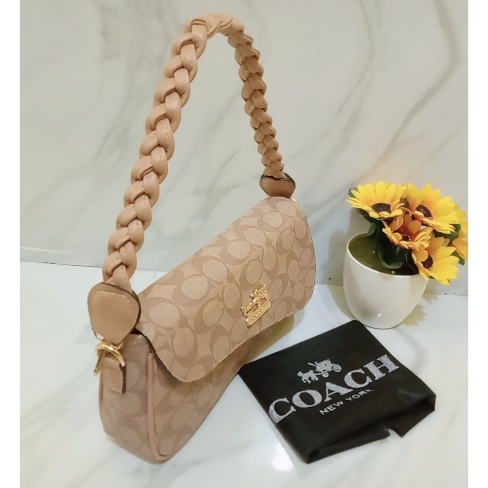 Tas slempang wanita signature C.h.o.@.c.h.h 2 tali top handle tali kepang ukuran 27x7x16