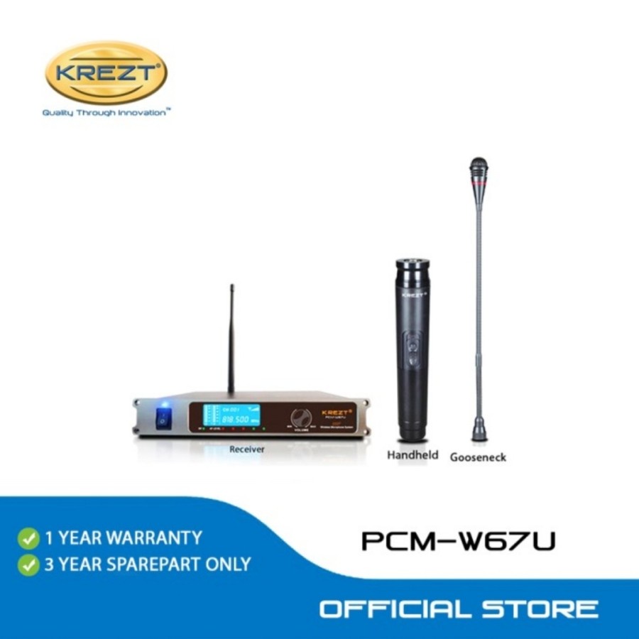 Microphone - Mic Wireless Podium Condenser KREZT PCM-W67U Original Microphone Podium Wireless Single Mic UHF