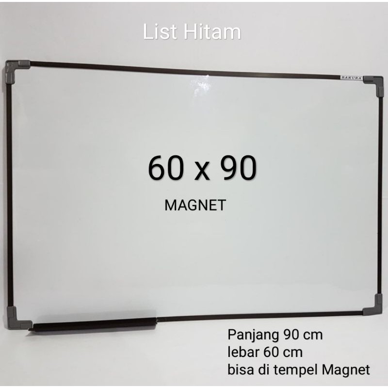 

papan tulis 60x90 Whiteboard 60 x 90 cm list Hitam