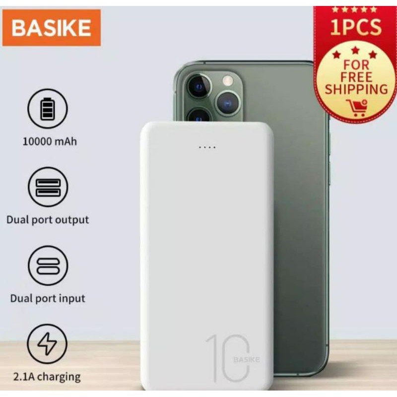 Powerbank LCD Dual USB BASIKE 10000 mAh Fast Charging Mini PT62