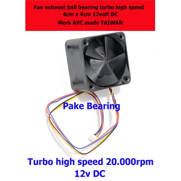 Kipas 4 cm 12 v avc taiwan ball bearing turbo high speed fan tebel berkualitas