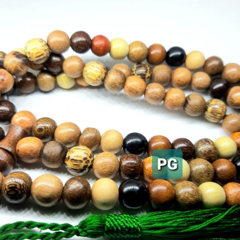 Tasbih Kayu Combinasi 17 Jenis Kayu 99butir 8mm Asli