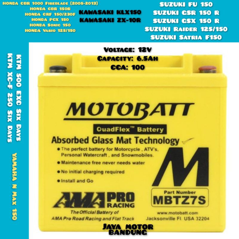 Aki Motobatt MBTZ7S Motobat Motor Yamaha NMAX - Lexi - Aerox155 Accu Kering Berkualitas