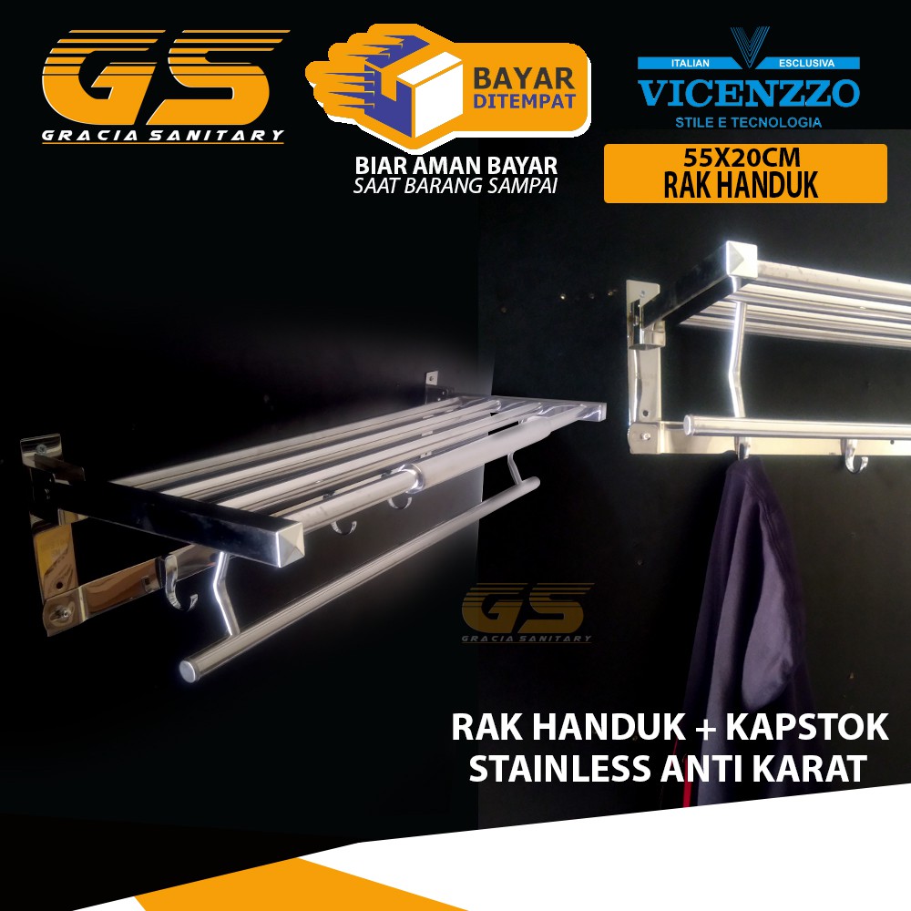 Rak handuk kamar mandi 5 baris stainless stell / Kapstok Baju Dan Handuk /  Gantungan Baju / Tempat Handuk