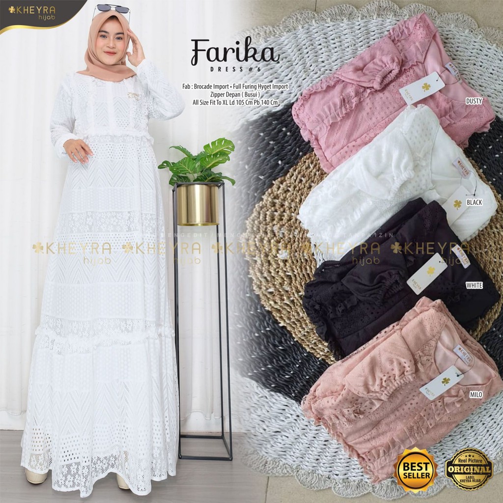 NEW DRESS BROKAT FARIKA#6 MAXY ORI ALILA/ GAMIS BROKAT LD 105 PB 140/ BROKAT JUMBO