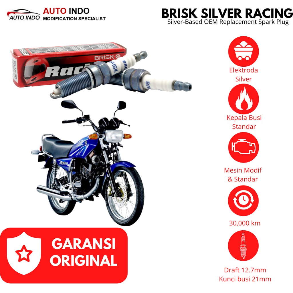 Busi Motor Brisk Silver Racing N10S untuk Yamaha RX King | Busi Pendek | Garansi Asli Brisk