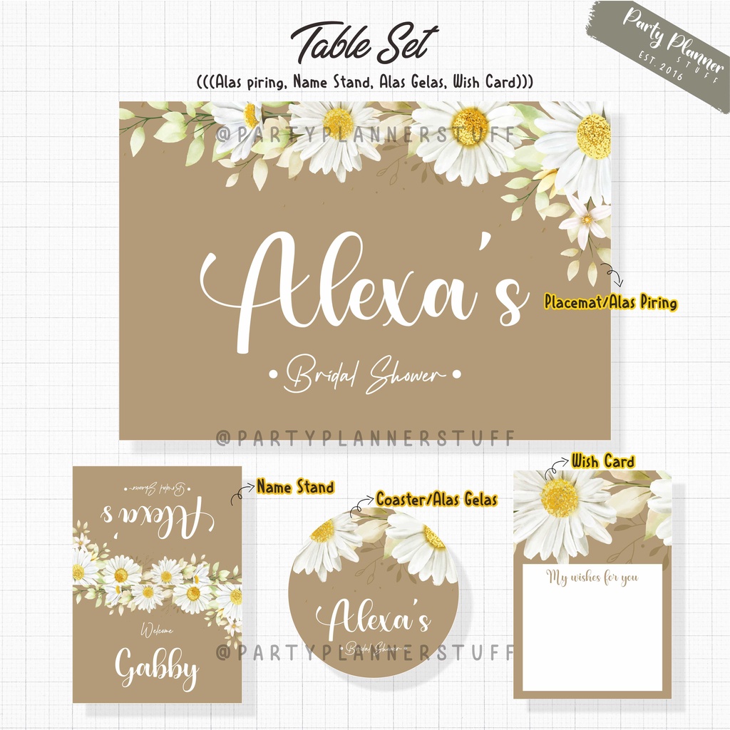 Table set tema sun flower dekor meja makan tema bunga matahari / table set sweet seventeen rustic / 