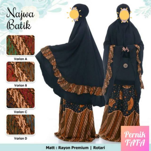 Mukena NAJWA BATIK - Mukenah Dewasa Jumbo Rayon Rotary Premium Asli Solo Motif Batik Parang Klasik