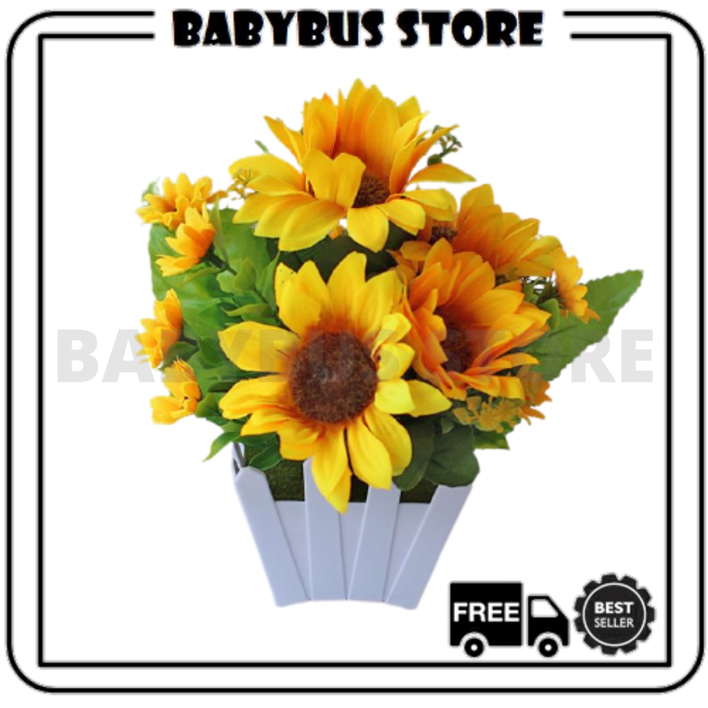 BBS Pot45 Tanaman Hias Artificial bunga matahari Dekorasi Rumah Bunga Hias Sunflower Import Murah