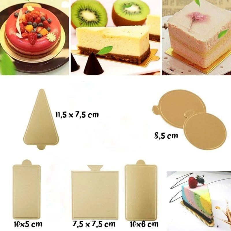 Tatakan Slice Cake isi 25pcs / Cake Board Emas Kue Potong Mini Cake / Tatakan Kue Gold