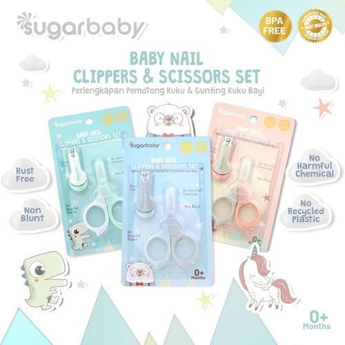 SUGAR BABY 2in1 Baby Nail Clippers &amp; Scissors Set / gunting kuku bayi