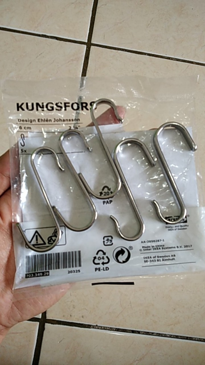 Pengait S, Isi 5pcs, Pengait Dapur / Pengait Baja Tahan Karat Ku158