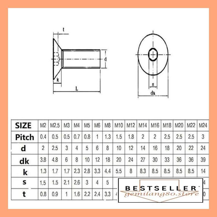 Baut & Mur Tools- Baut L Flat M4 X 10 Verseng Stainless 304 48A450D