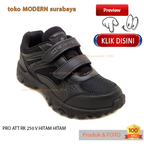 PRO ATT RK 250 V HITAM HITAM sepatu anak sekolah sneakers kets velcro