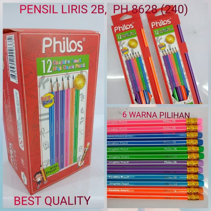 

Philos Pensil 2B Neon Liris / Pensil 2B motif Liris / Pensil 2B ( 12 free 1 )
