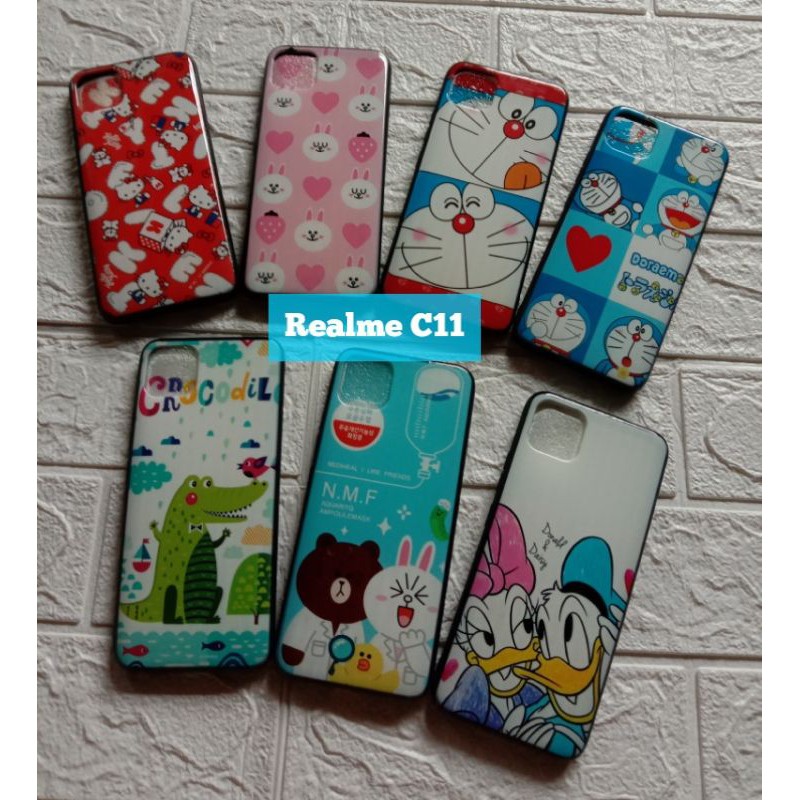 TERLARIS CASE HP REALME C11 MOTIF KARAKTER DORAEMON LINE DONALD MICKEY