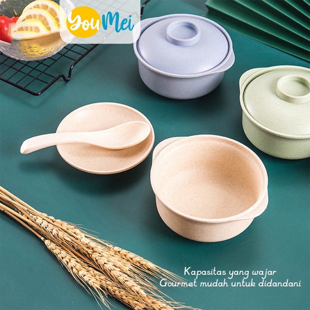 Set Mangkuk Sayur Dengan Tutup dan Alat Makan Sendok  / Cover The Cup Bowl / Soup Bowl /  Mangkuk Bubur Dengan Tutup / Mangkuk Nasi / Mangkuk Sup  - 1206