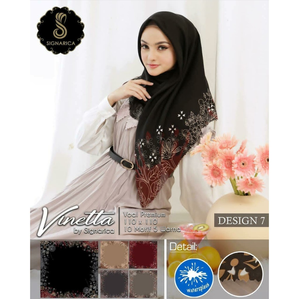 Jilbab Segiempat Motif Vinetta Lasercut D7 by Signarica