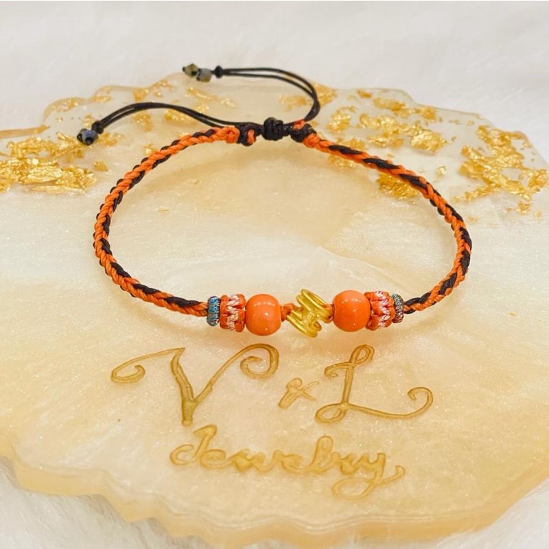 GELANG TALI EMAS CHARM HURUF H GELANG TALI VARIASI EMAS 24K