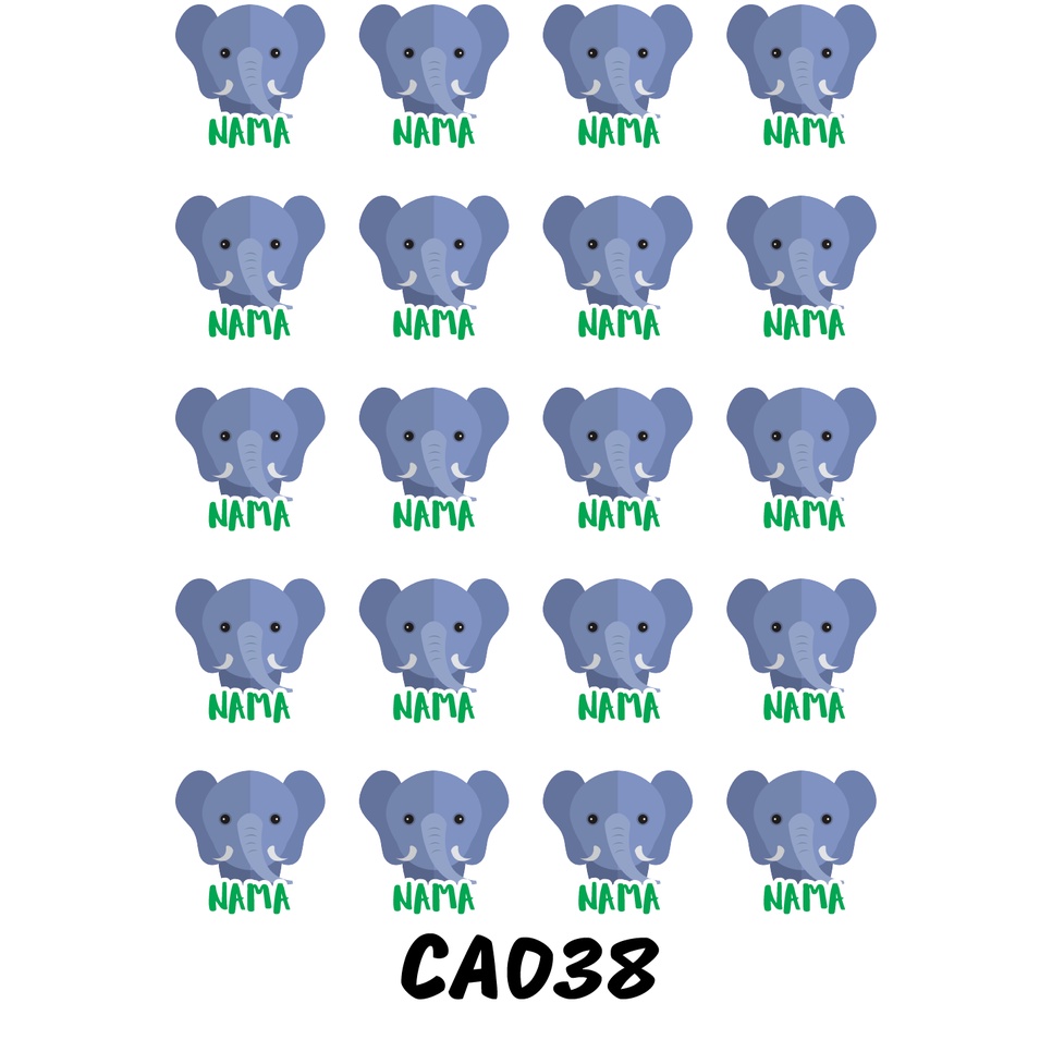 

Sticker Nama Cutting Label Waterproof Tahan Air Elephant B (CA038)