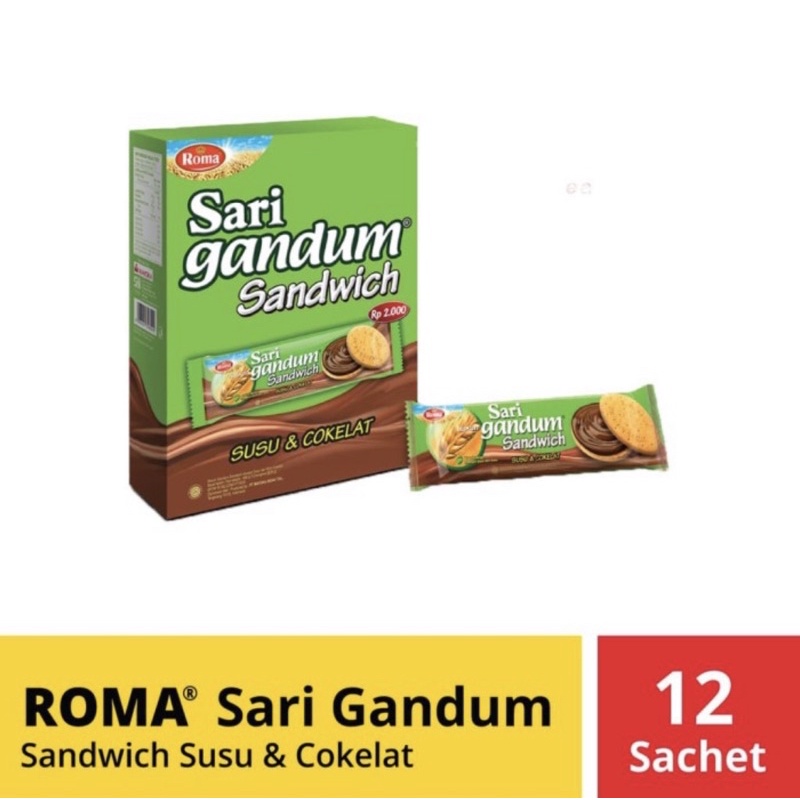 

ROMA SARI GANDUM SANDWICH BISKUIT ISI COKLAT BOX