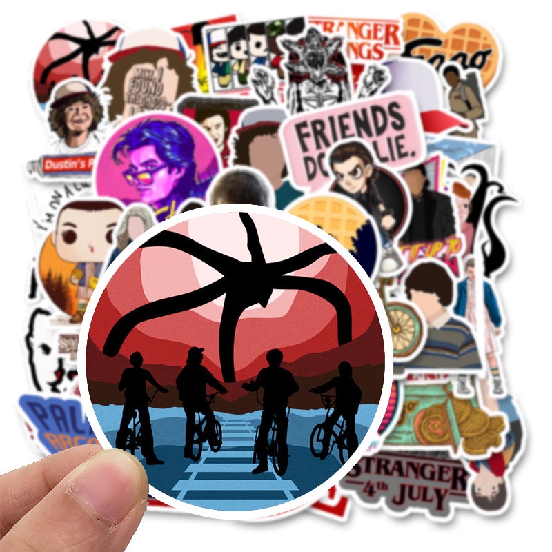 50 PCS Stiker Motif Kartun Stranger Things Season 4 Tahan Air Untuk Dekorasi Helm Sepeda Laptop