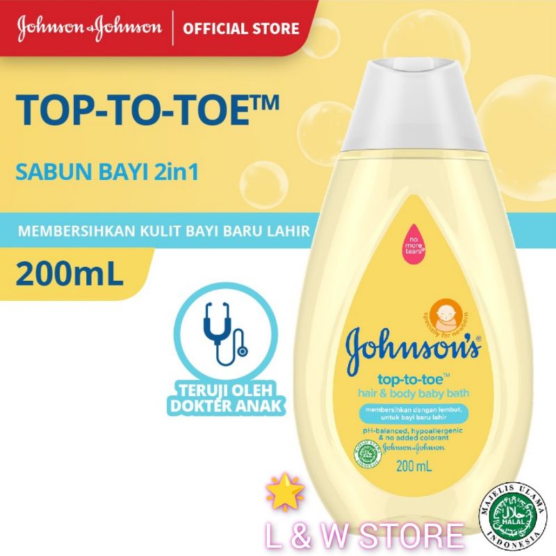 JOHNSON’S® Top-To-Toe Hair &amp; Body Baby Bath - Sabun Bayi 2in1 200ml - Sabun Mandi Bayi