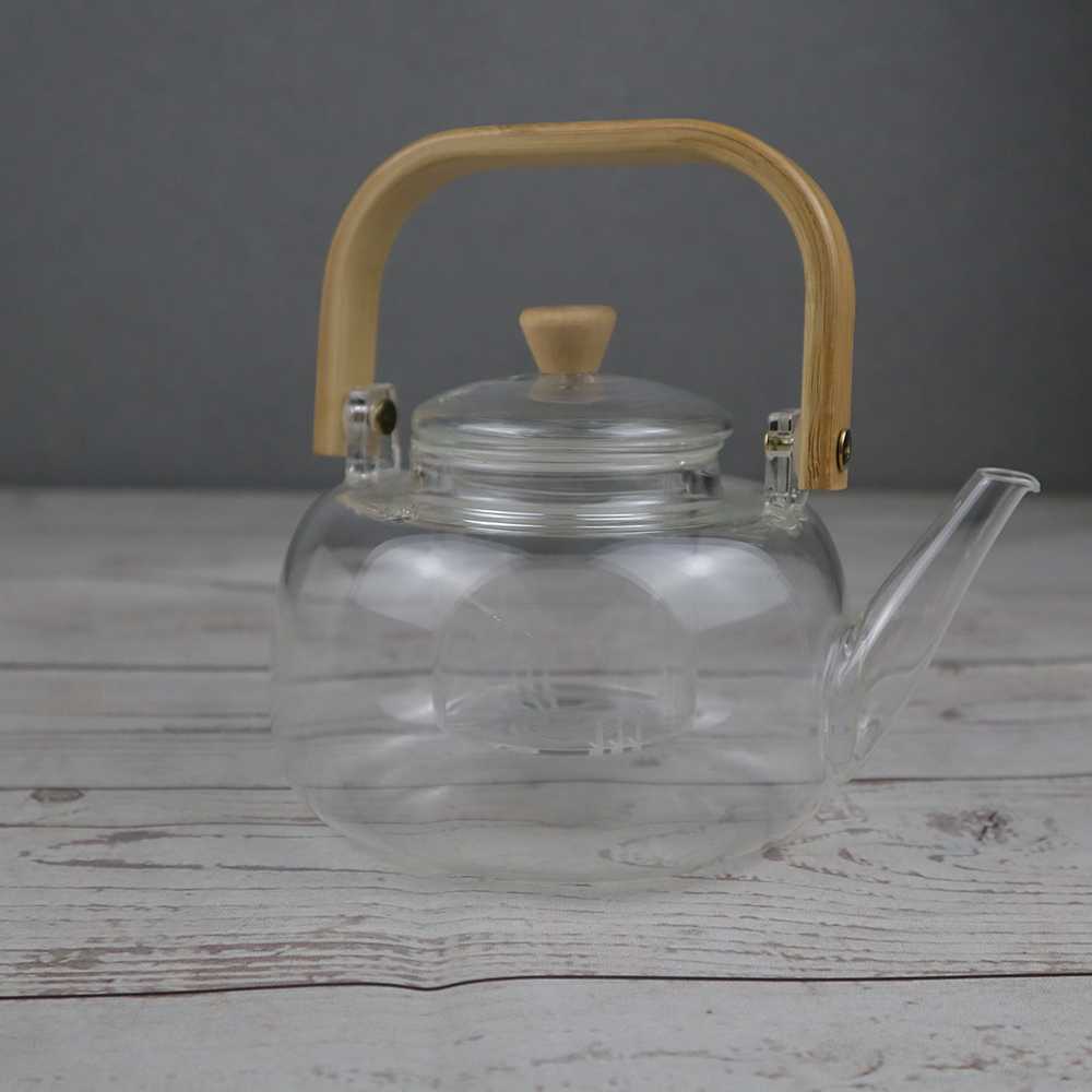 Meltset Teko Pitcher Gagang Kayu Glass Teapot Japanese Style - 8CV101