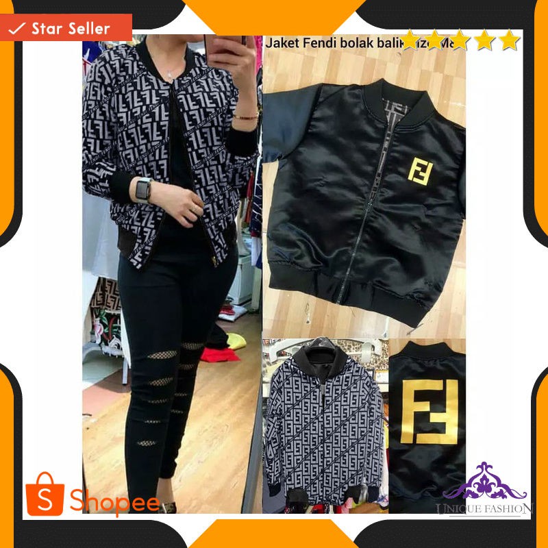 Jaket Fendi Grey Sl Jaket Wanita Scuba Abu