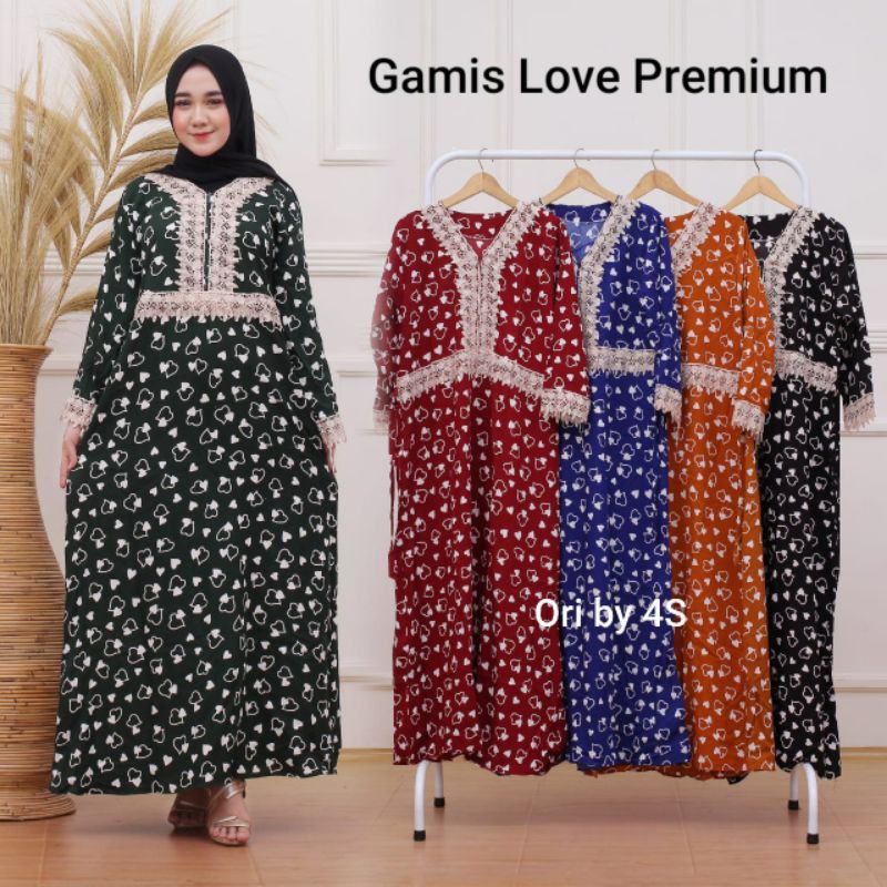 Gamis Renda motif Love premium