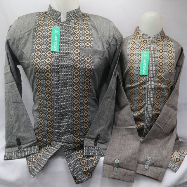 Pakaian Atasan Baju Koko Busana Muslim Pria Jasko Jas Koko Abu Couple Sepasang Ayah Anak Freeongkir