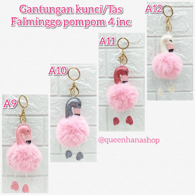 Gantungan Kunci Pompom Unicorn &amp; Flaminggo