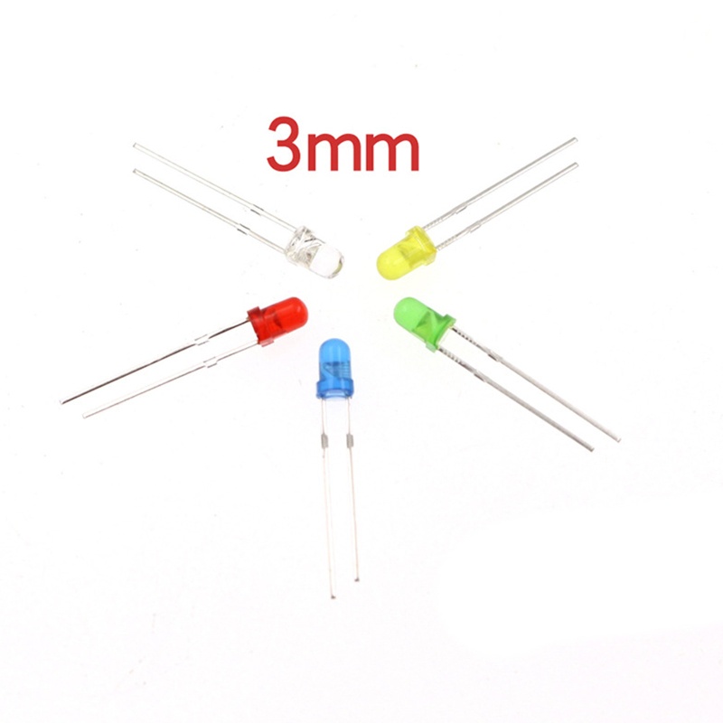 Btsg 5warna F5+F3 mm LED Kit Box Merah Kuning Biru Hijau Putih Dioda Pemancar Cahaya 5mm &amp; 3mm Mix Warna Aneka Paket