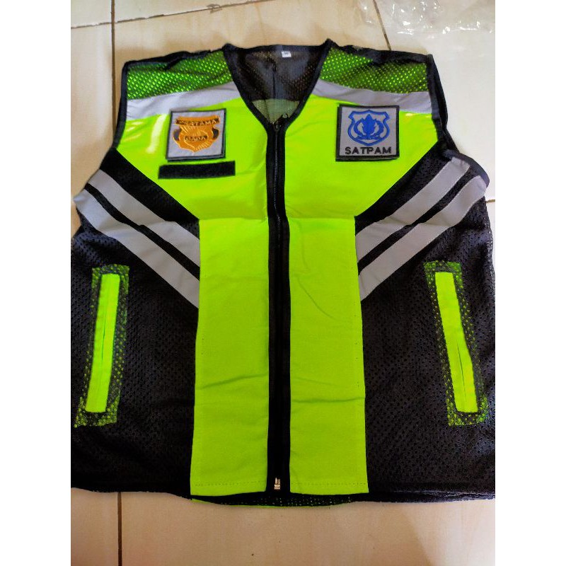 Rompi SATPAM jala taslan logo bordir komputer Velcro