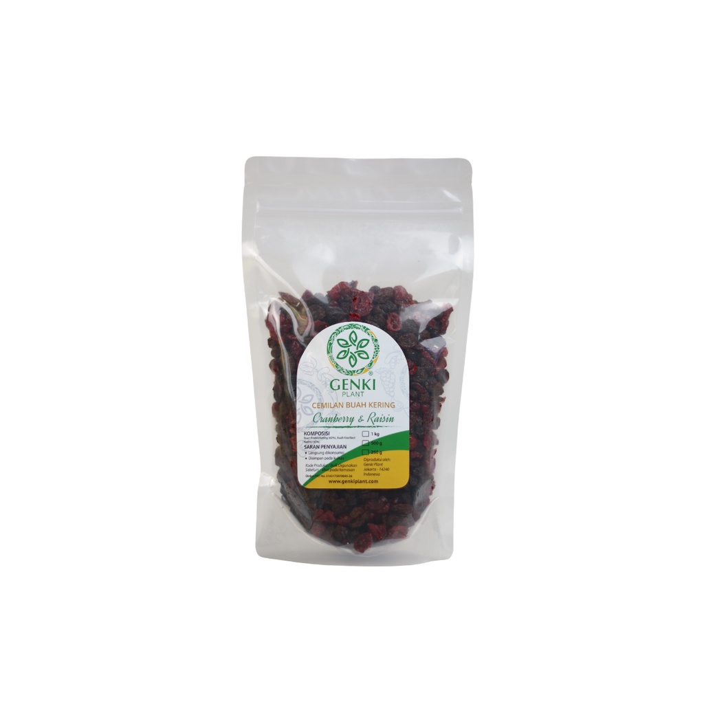 

Genki Plant Craisin (Cranberry & Raisin) / Cemilan Buah Kering - 100 g