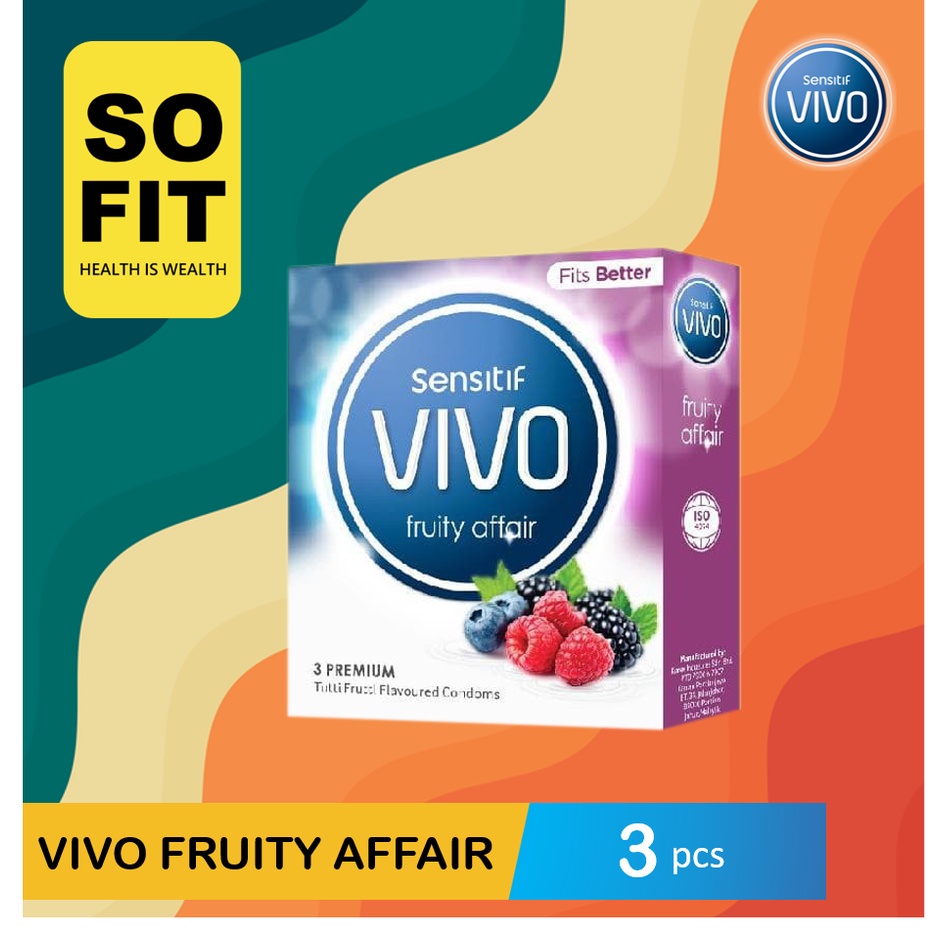 Kondom VIVO FRUITY AFFAIR isi 3 Pcs / Alat Kontrasepsi