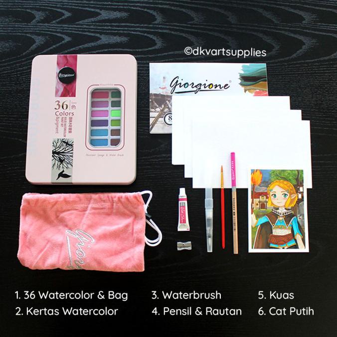 

Giorgione 36 Warna Colors Solid Watercolor Cat Air Box Set - Merah Muda, Tanpa Bonus READY STOK