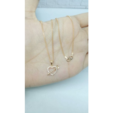 KALUNG PERAK ASLI SILVER 925 LAPIS EMAS/KALUNG RANTA STANG MINI+LIONTIN LOVE PANAH MP/ASLI SILVER/FASHION WANITA