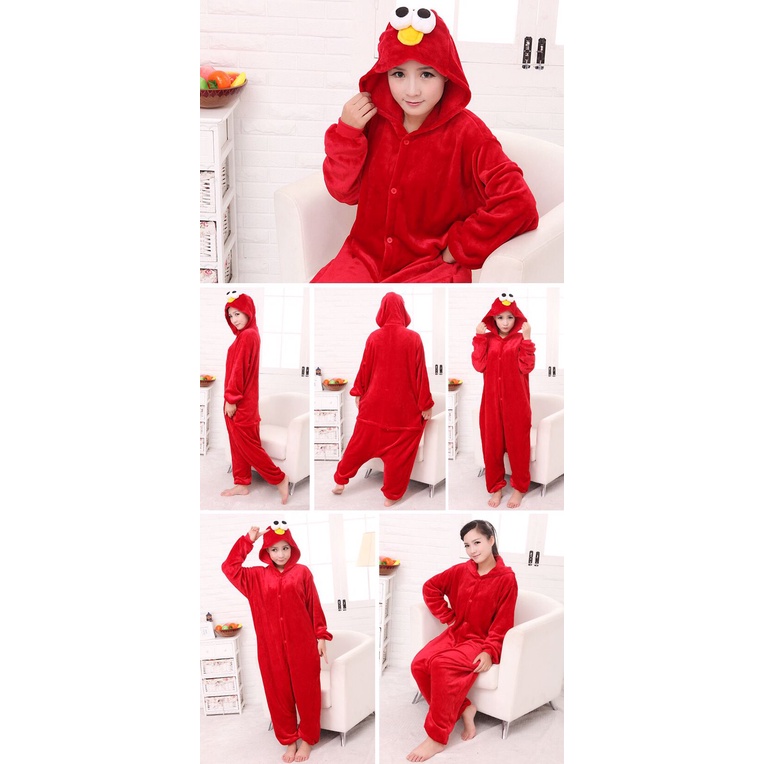 KOSTUM ELMO SESAME STREET COOKIE MONSTER ONESIE PIYAMA BAJU TIDUR IMPOR