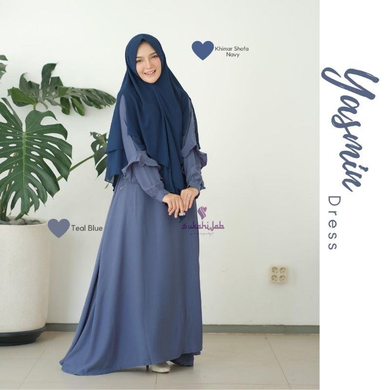 Dress Syari Premium set Khimar Yasmin ori Sukahijab