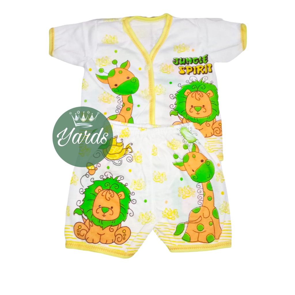 3 Stel Baju Bayi Pendek KEYKO SNI - 3 Pcs Baju Lengan Pendek Dan 3 Pcs Celana Pendek Motif