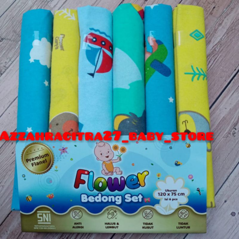 TERBARU !!!! FLOWER Bedong bayi flanel  JUMBO kualitas Premium SNI ukuran 120x75cm ISI 3PCS-6PCS