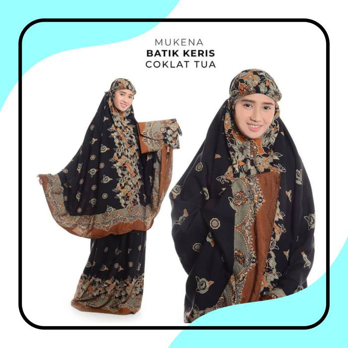 TERLARIS RAMADHAN / MUKENA DEWASA BALI BATIK KERIS COKLAT TUA / Traveling / JUMBO